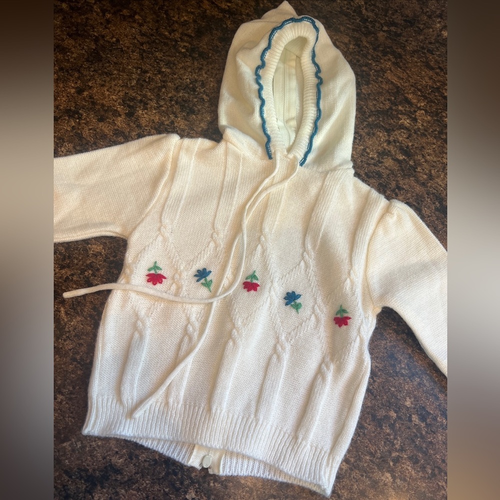 Vintage Embroidered Girls 12 month sweater